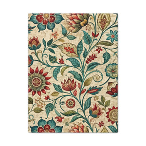 Folk Floral Pattern, Indian Inspired 06 - 18 in x 24 in Matte Canvas, Stretched, 1.25 in