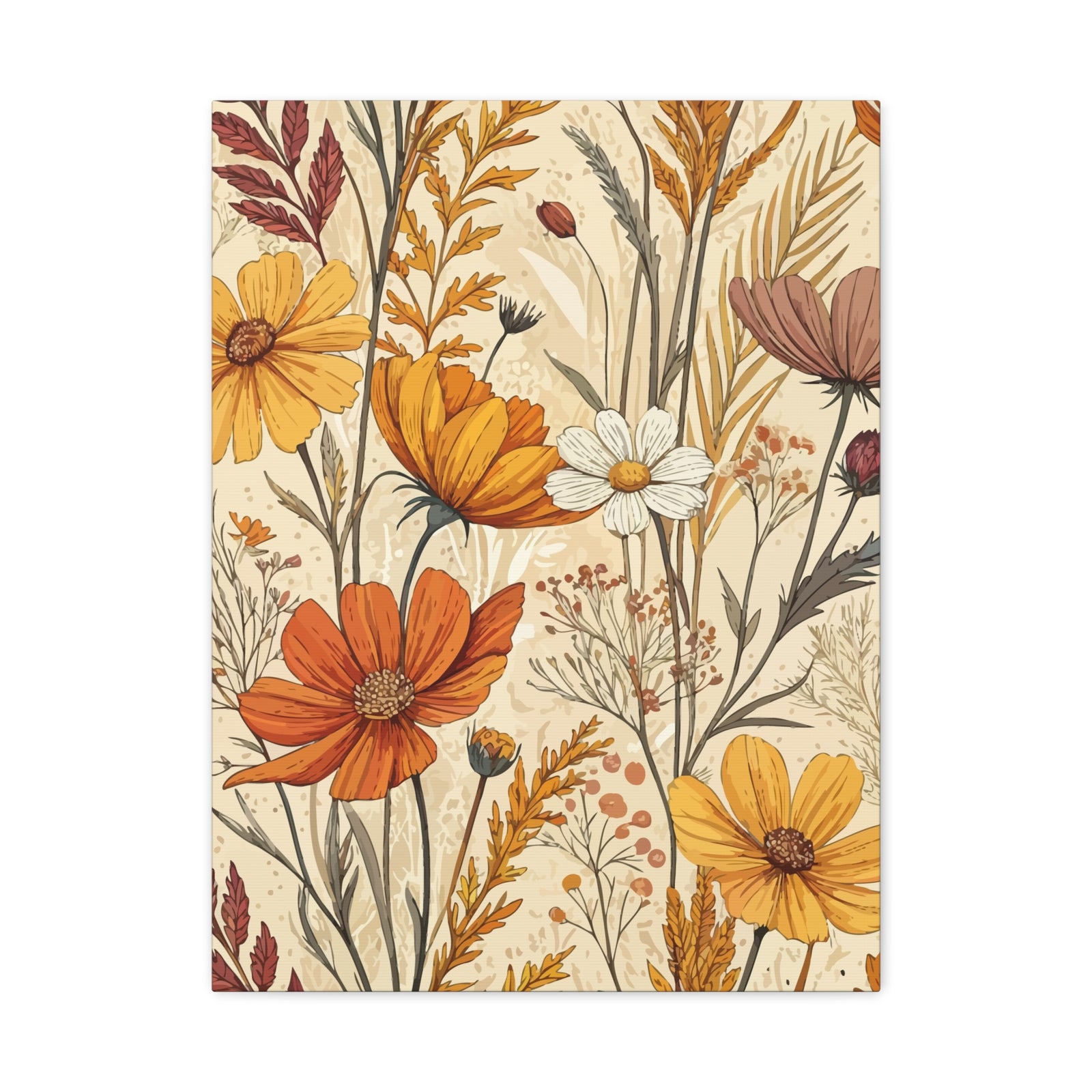 Wildflowers Pattern 019 - 18 in x 24 in Matte Canvas, Stretched, 1.25 in