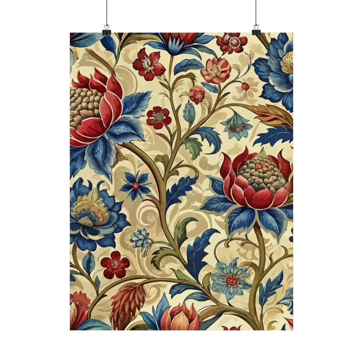 Folk Floral Pattern, Mongolian Inspired 02 - 18 in x 24 in Matte Poster