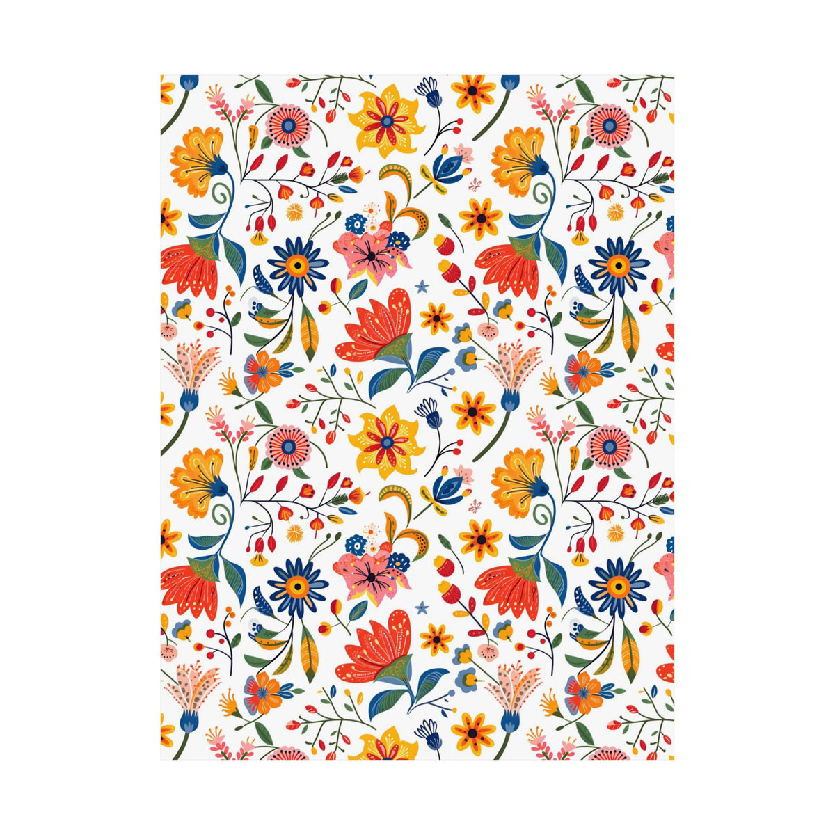 Mexican Floral Fiesta Pattern 019 - 18 in x 24 in Matte Poster