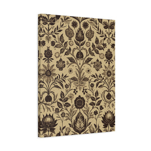 Folk Floral Pattern, Afghan Inspired 01 - 18 in x 24 in Matte Canvas, Stretched, 1.25 in