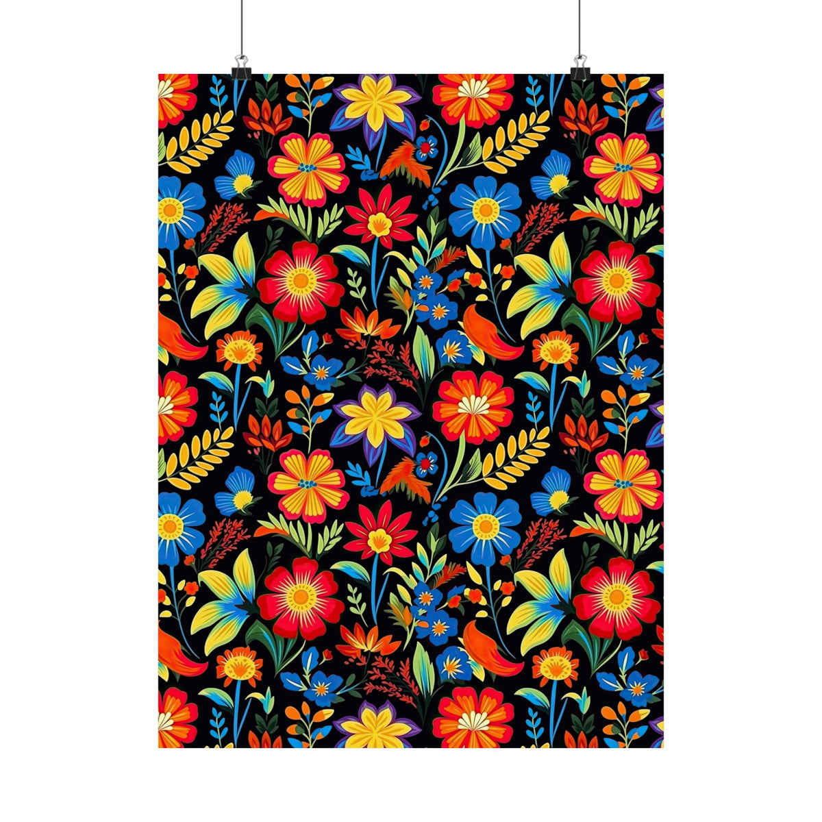 Mexican Floral Fiesta Pattern 035 - 18 in x 24 in Matte Poster