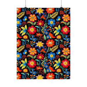 Mexican Floral Fiesta Pattern 035 - 18 in x 24 in Matte Poster