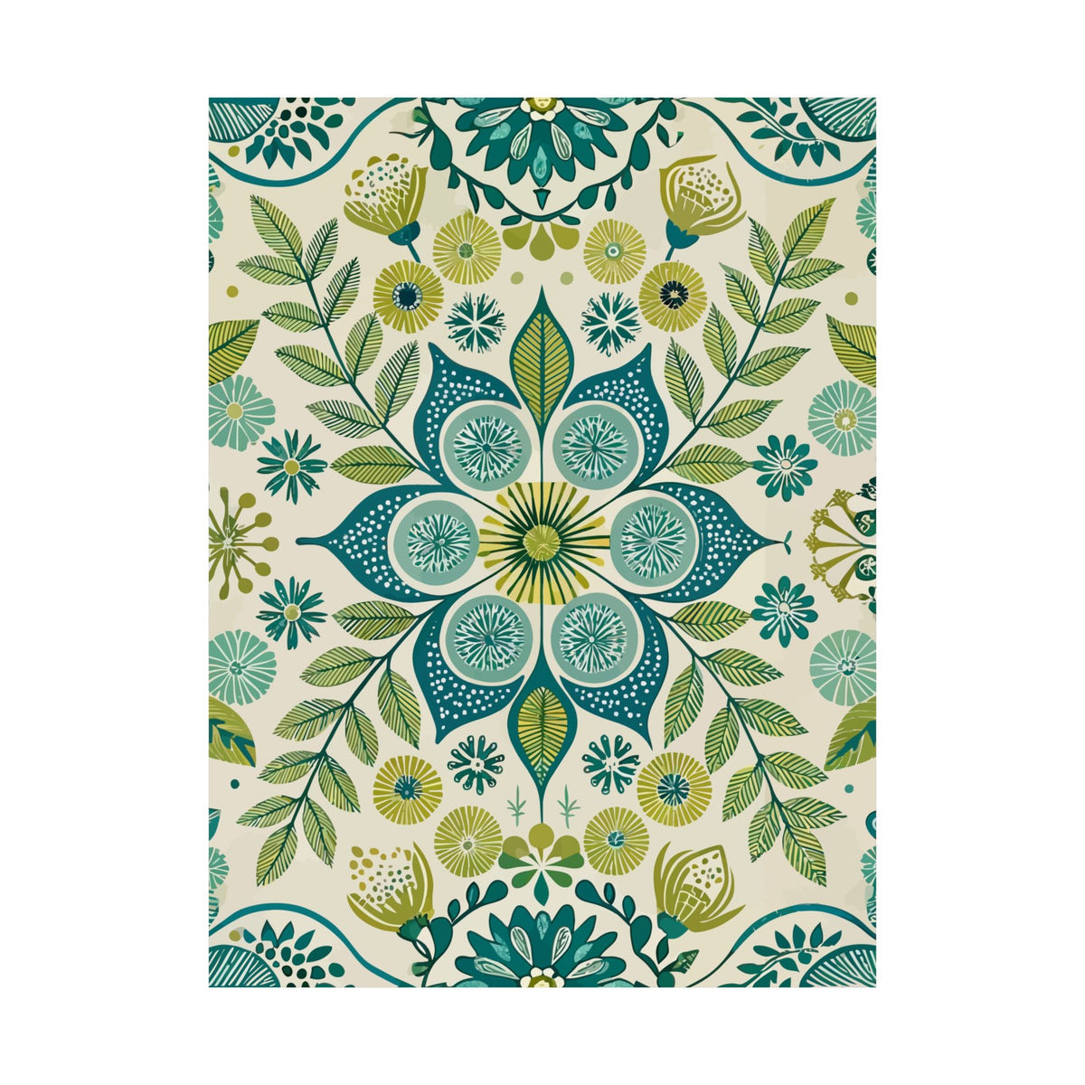 Folk Floral Pattern, Scandinavian Inspired 08 - 18 in x 24 in Matte Poster