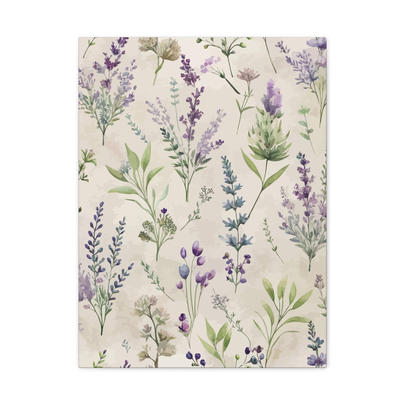 Folk Floral Pattern, French Inspired 02 - 18 in x 24 in Matte Canvas, Stretched, 1.25 in