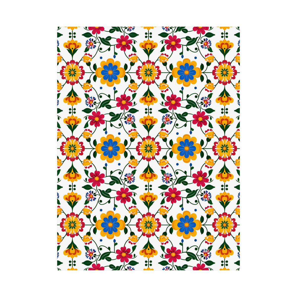 Mexican Floral Fiesta Pattern 018 - 18 in x 24 in Matte Poster