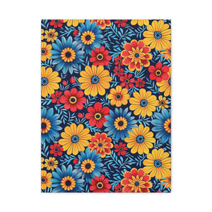 Mexican Floral Fiesta Pattern 045 - 18 in x 24 in Matte Canvas, Stretched, 1.25 in