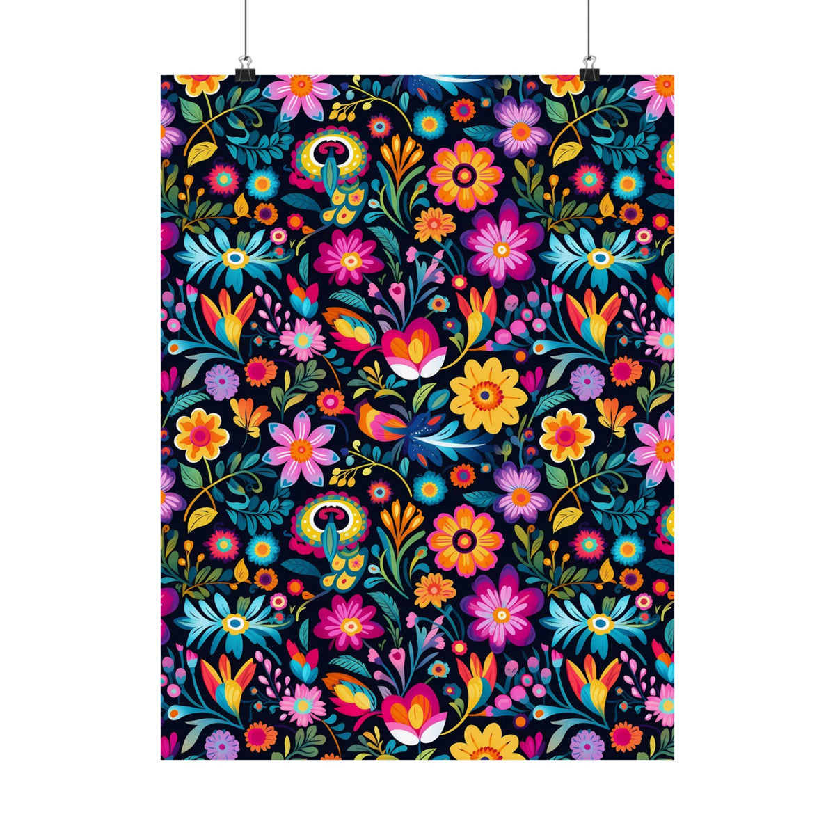 Mexican Floral Fiesta Pattern 055 - 18 in x 24 in Matte Poster