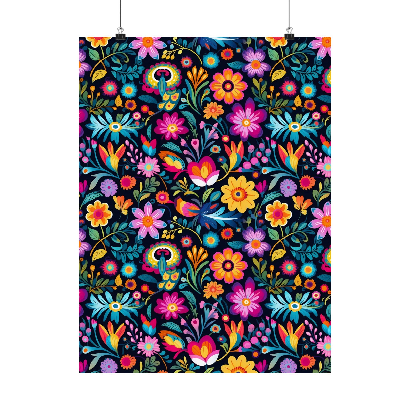 Mexican Floral Fiesta Pattern 055 - 18 in x 24 in Matte Poster