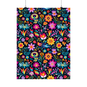 Mexican Floral Fiesta Pattern 055 - 18 in x 24 in Matte Poster