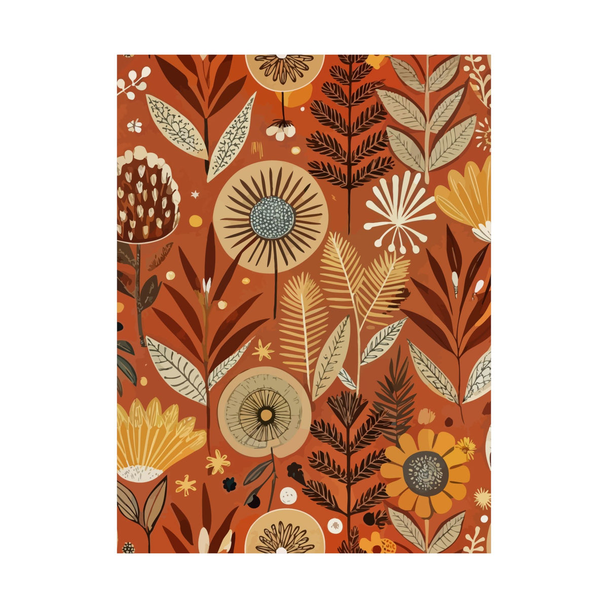 Folk Floral Pattern, African Inspired 02 - 18 in x 24 in Matte Poster