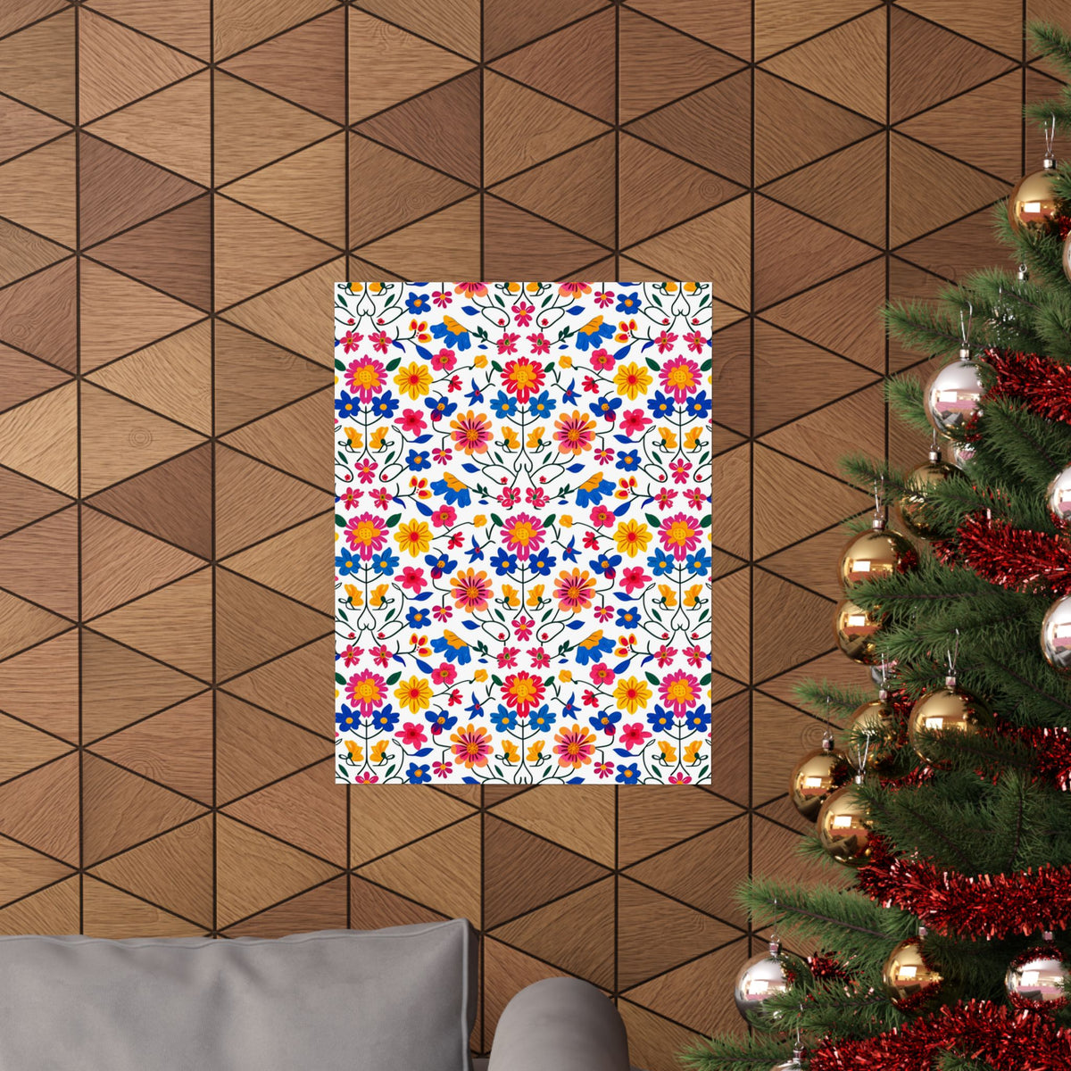 Mexican Floral Fiesta Pattern 020 - 18 in x 24 in Matte Poster