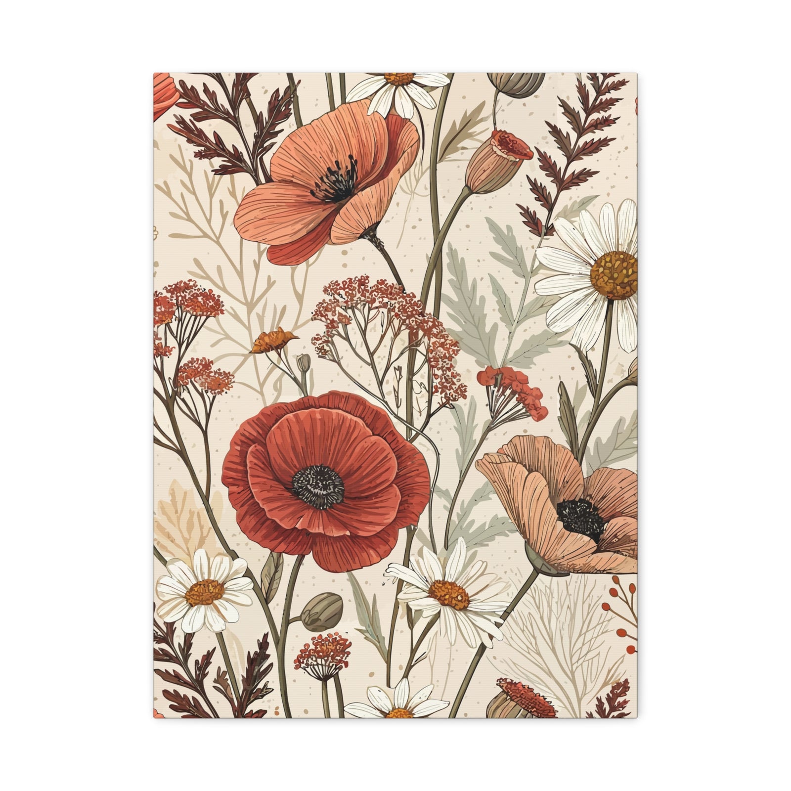 Wildflowers Pattern 040 - 18 in x 24 in Matte Canvas, Stretched, 1.25 in