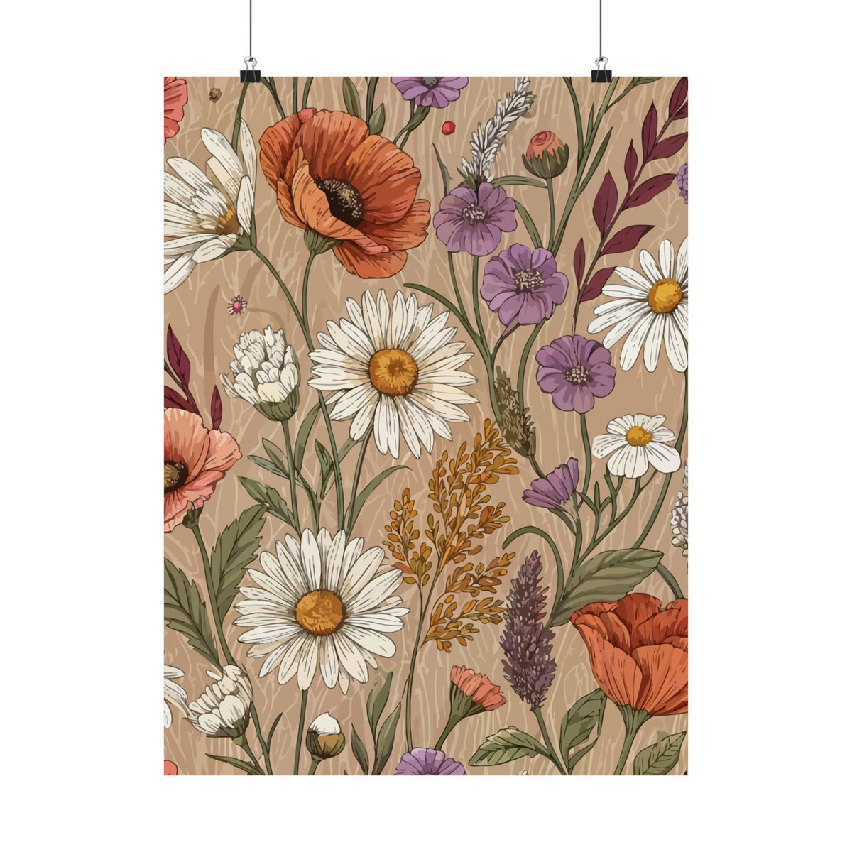 Wildflowers Pattern 095 - 18 in x 24 in Matte Poster