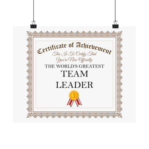 World's Greatest Team Leader - 14 in x 11 in Matte Poster