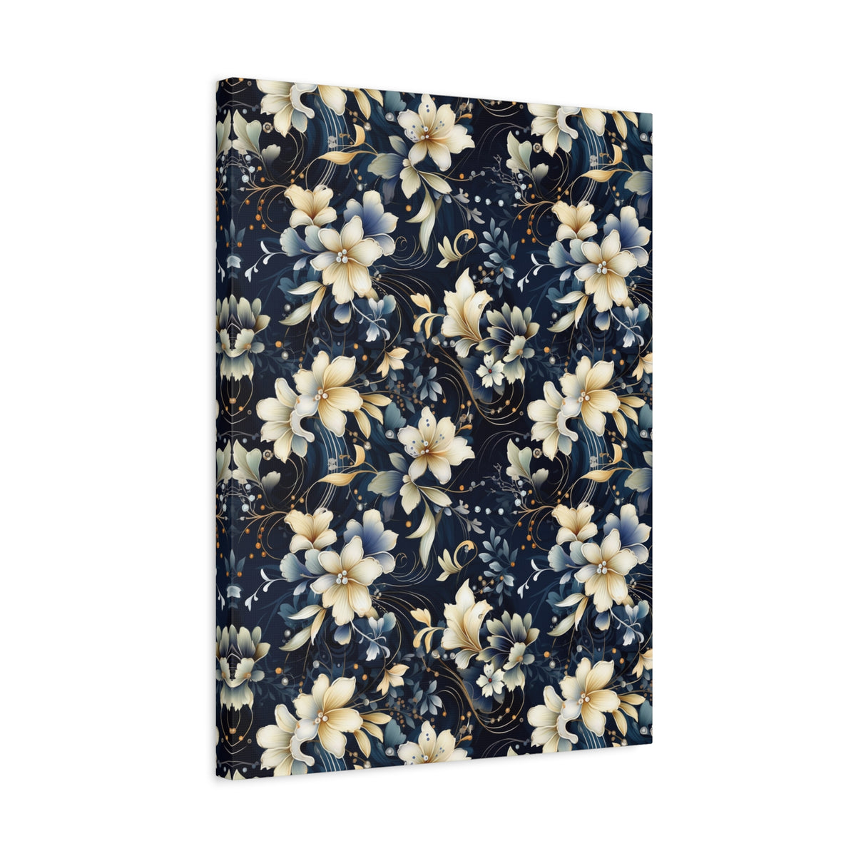 Nocturnal Bloom Pattern 006 - 18 in x 24 in Matte Canvas, Stretched, 1.25 in