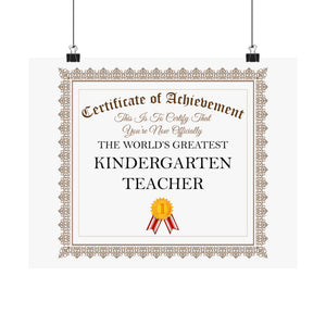 World's Greatest Kindergarten Teacher - 14 in x 11 in Matte Poster