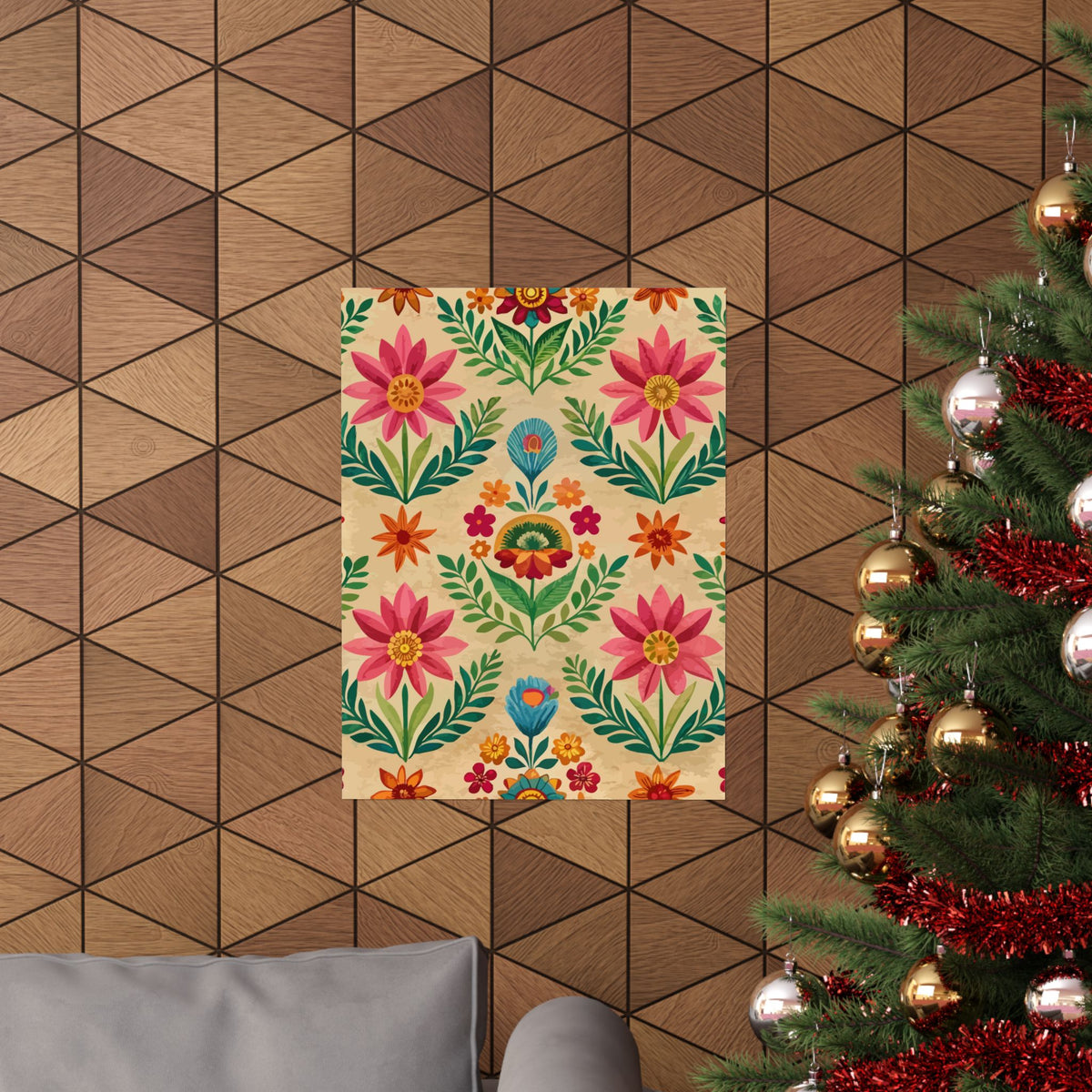 Folk Floral Pattern, Peruvian Inspired 02 - 18 in x 24 in Matte Poster