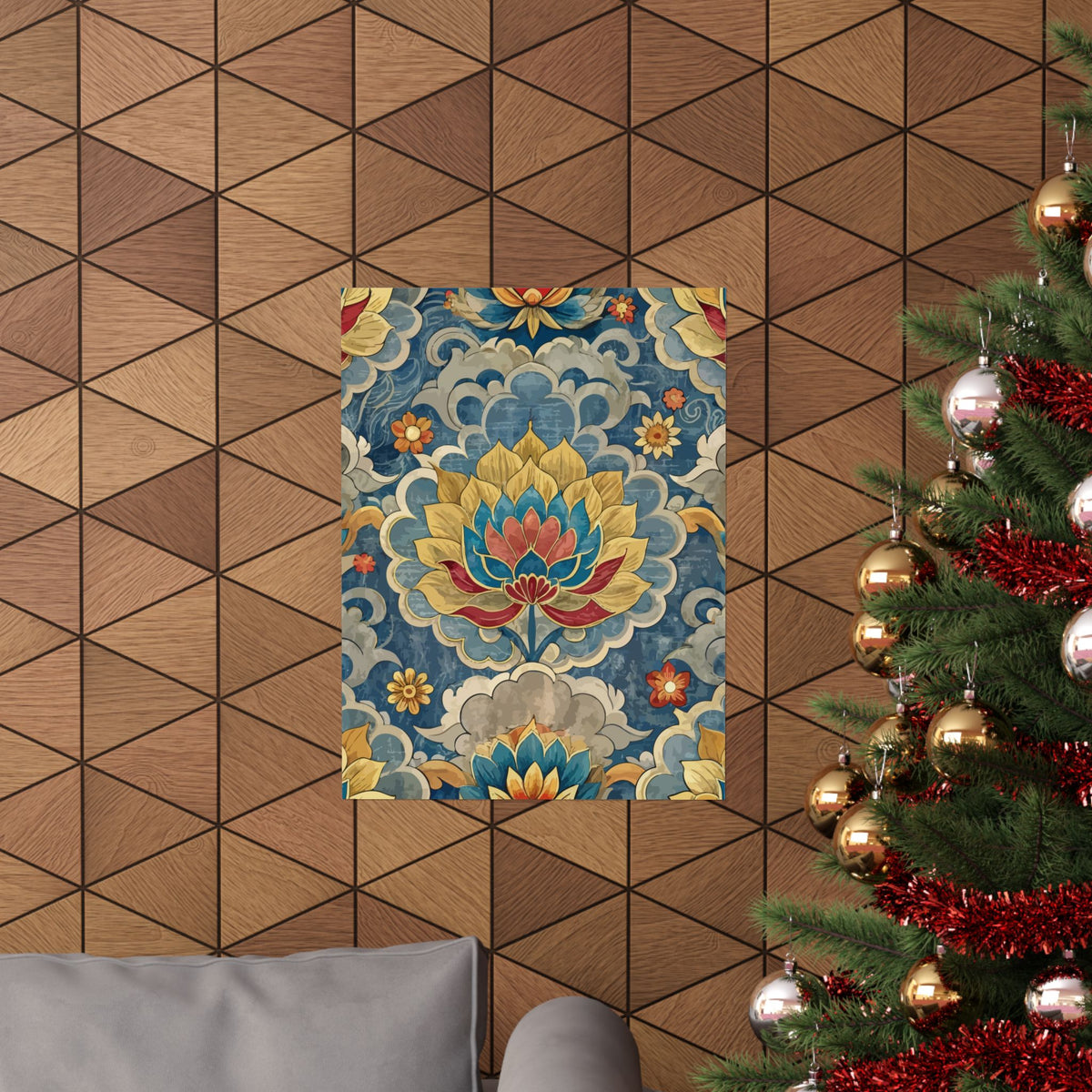 Folk Floral Pattern, Tibetan Inspired 02 - 18 in x 24 in Matte Poster