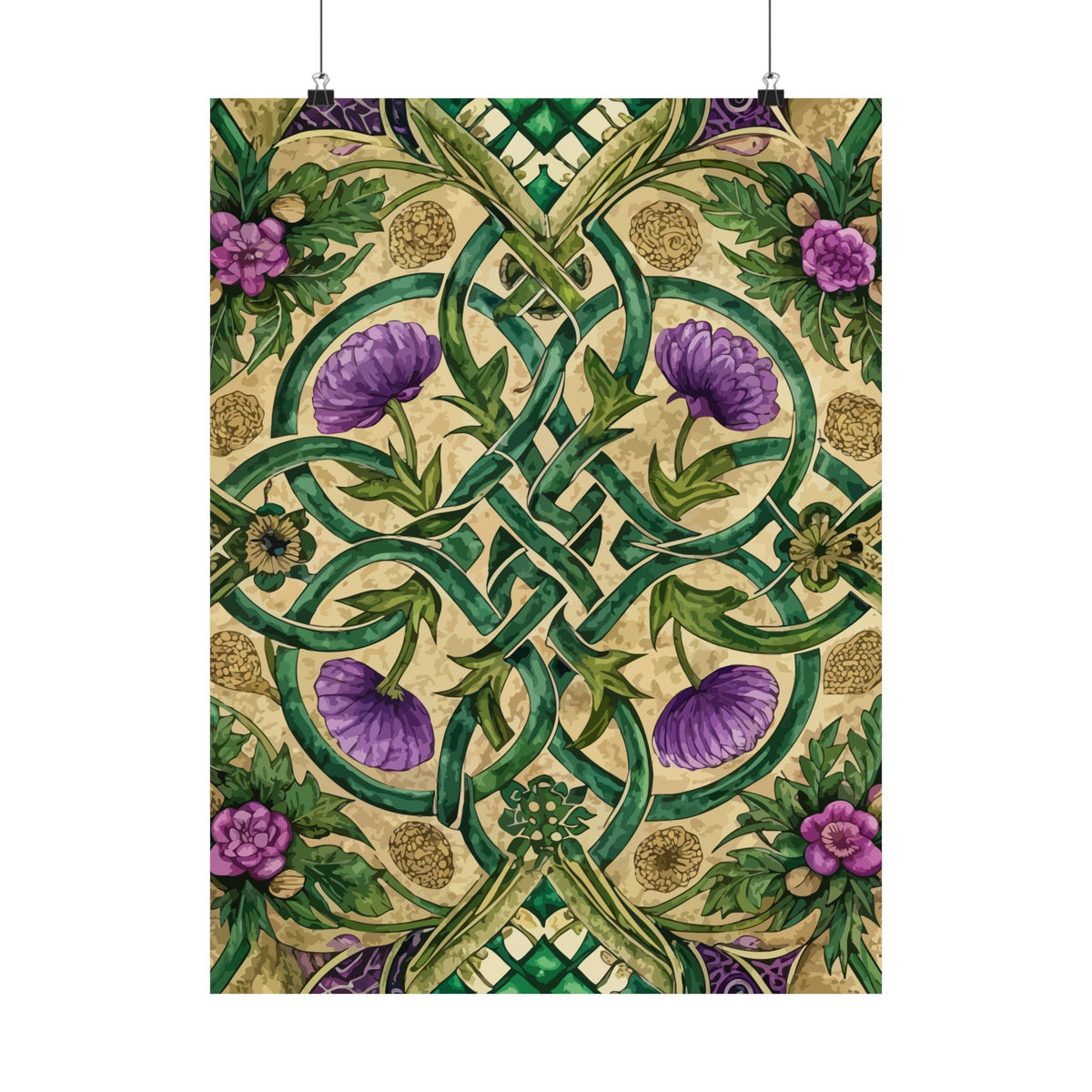 Folk Floral Pattern, Celtic Inspired 04 - 18 in x 24 in Matte Poster