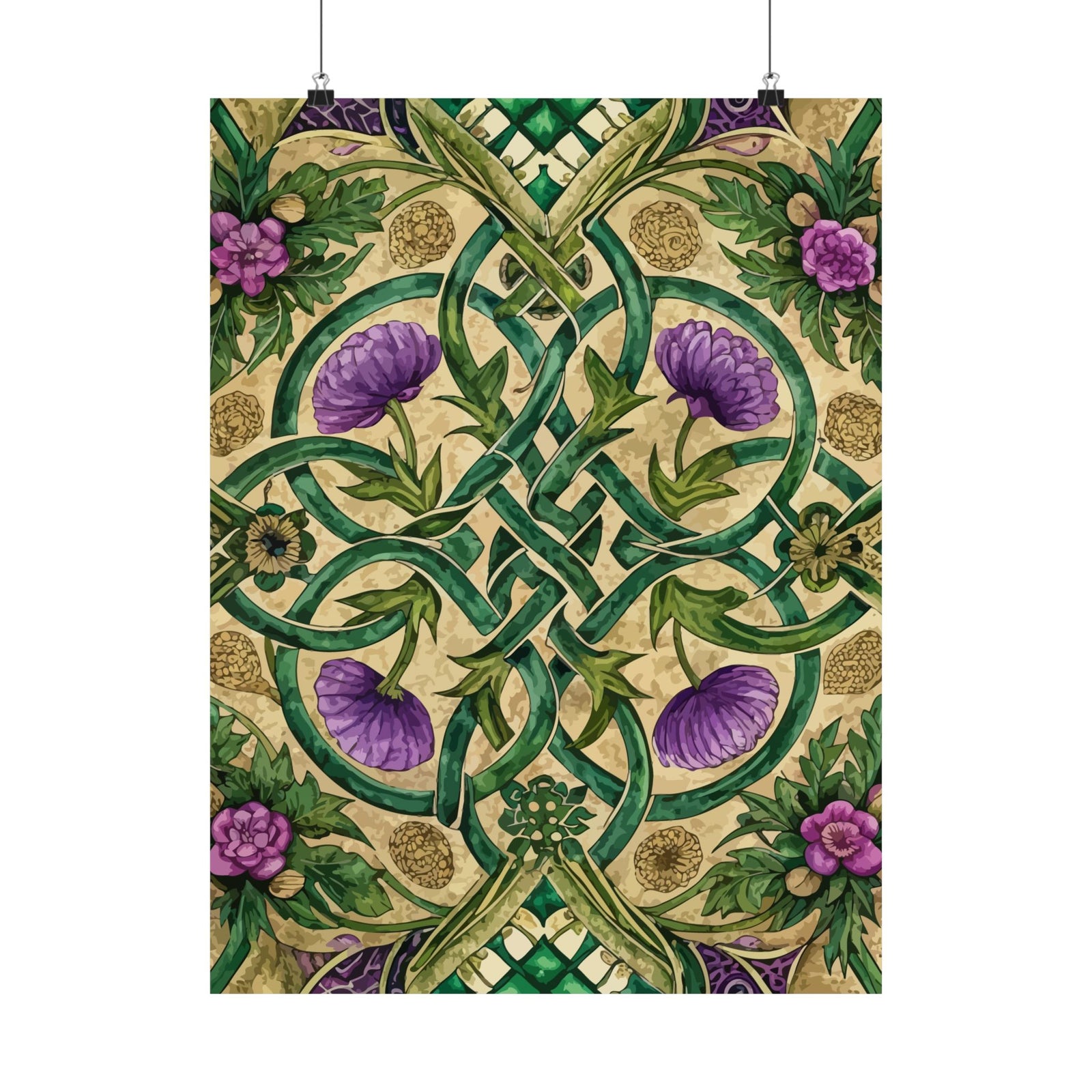 Folk Floral Pattern, Celtic Inspired 04 - 18 in x 24 in Matte Poster
