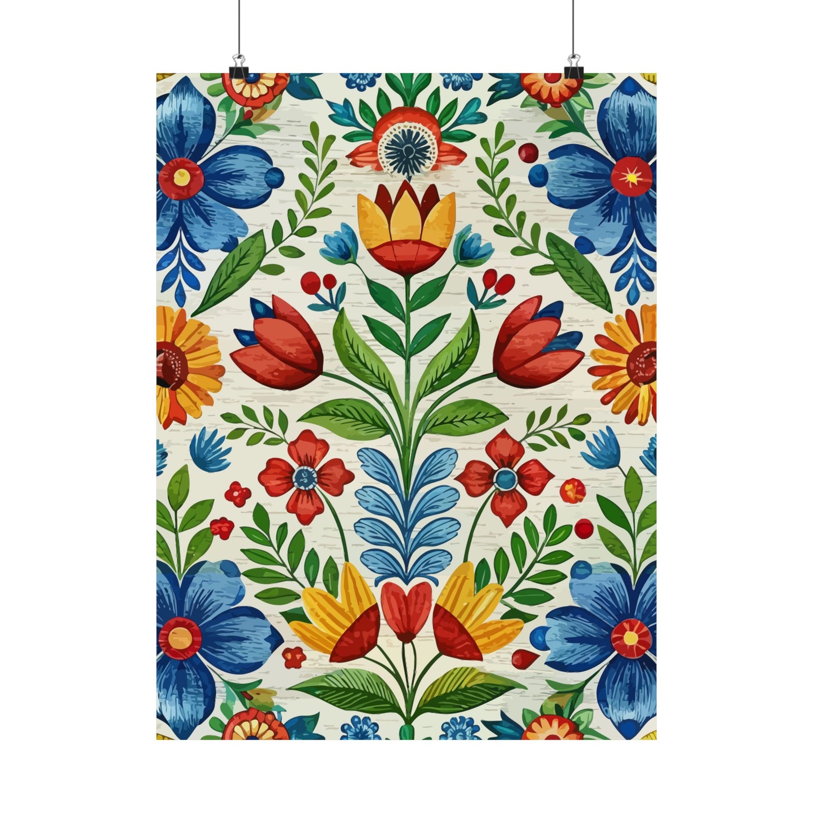 Folk Floral Pattern, Swedish Inspired 02 - 18 in x 24 in Matte Poster