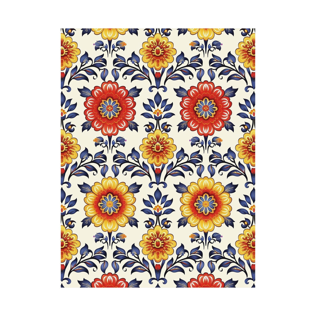Mexican Floral Fiesta Pattern 044 - 18 in x 24 in Matte Poster
