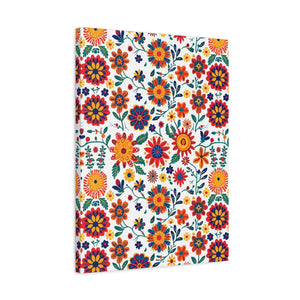 Mexican Floral Fiesta Pattern 026 - 18 in x 24 in Matte Canvas, Stretched, 1.25 in