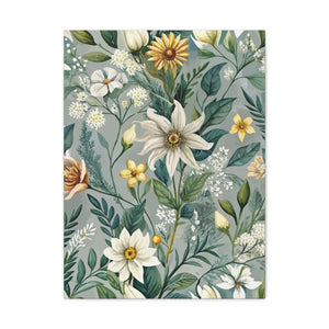 Folk Floral Pattern, Alpine Inspired 03 - 18 in x 24 in Matte Canvas, Stretched, 1.25 in