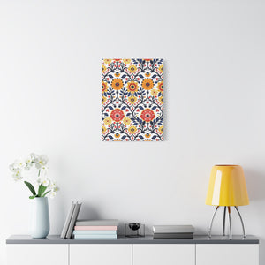 Mexican Floral Fiesta Pattern 043 - 18 in x 24 in Matte Canvas, Stretched, 1.25 in