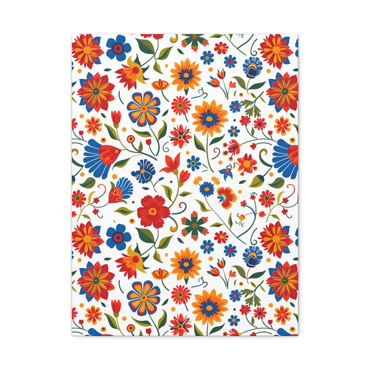 Mexican Floral Fiesta Pattern 014 - 18 in x 24 in Matte Canvas, Stretched, 1.25 in