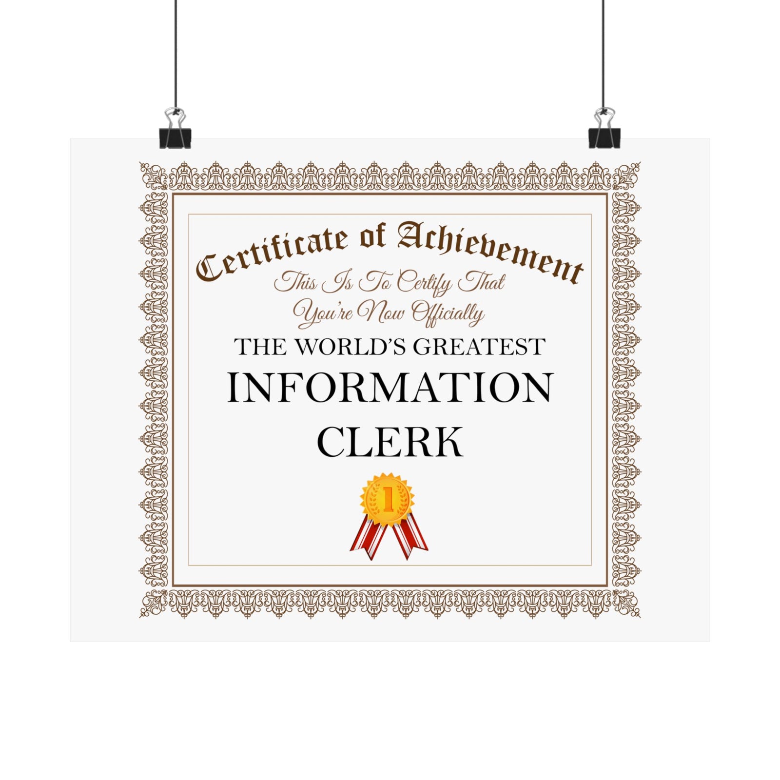 World's Greatest Information Clerk - 14 in x 11 in Matte Poster