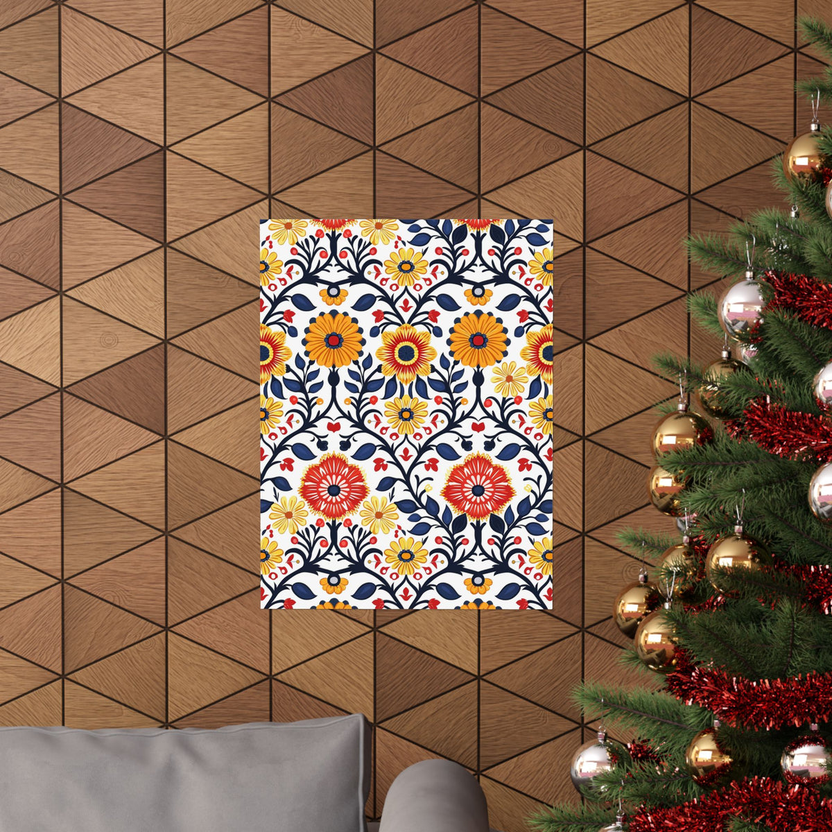 Mexican Floral Fiesta Pattern 043 - 18 in x 24 in Matte Poster