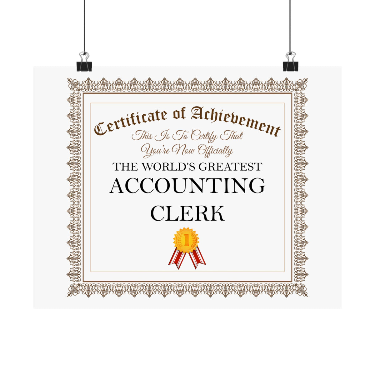 World's Greatest Accounting Clerk - 14 in x 11 in Matte Poster