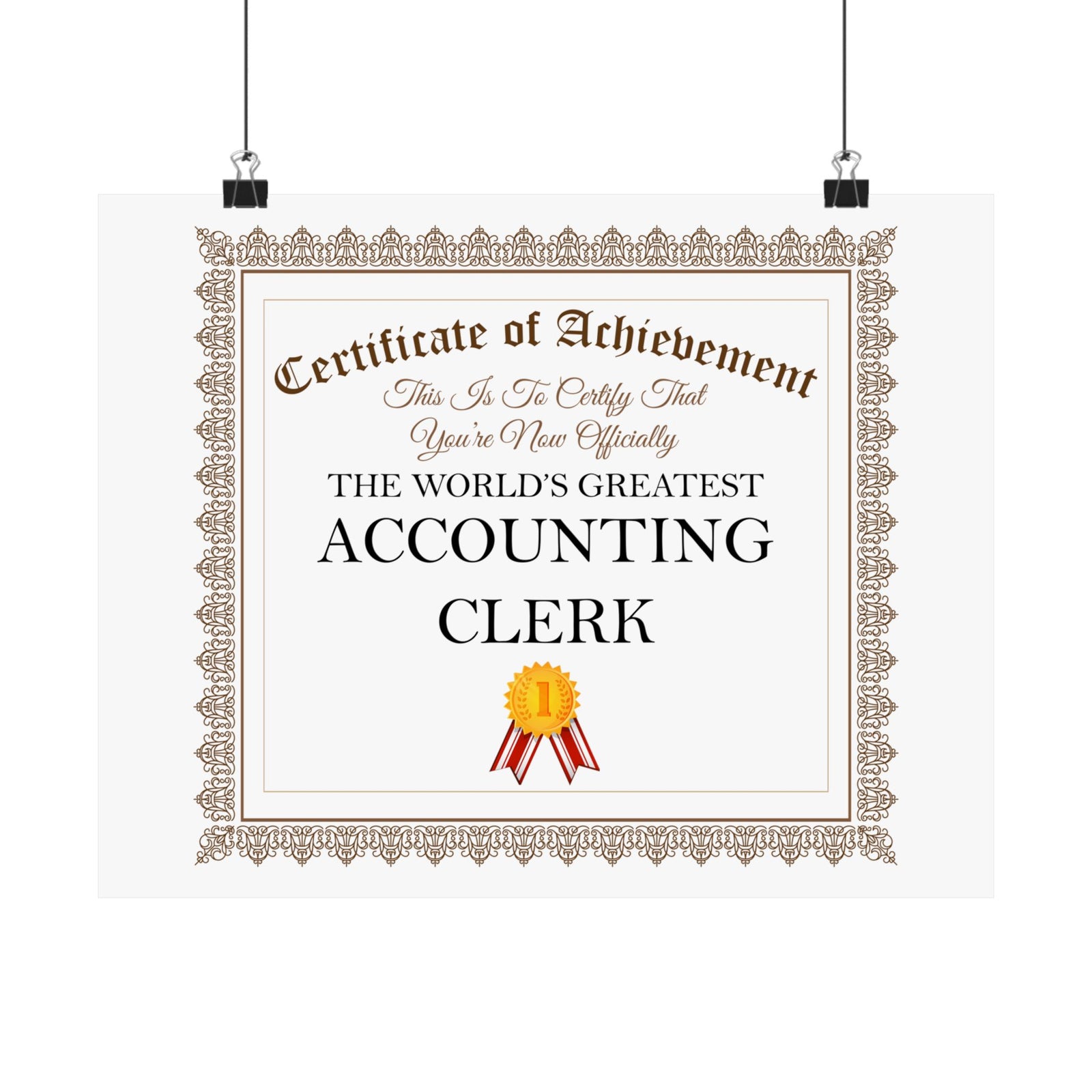World's Greatest Accounting Clerk - 14 in x 11 in Matte Poster