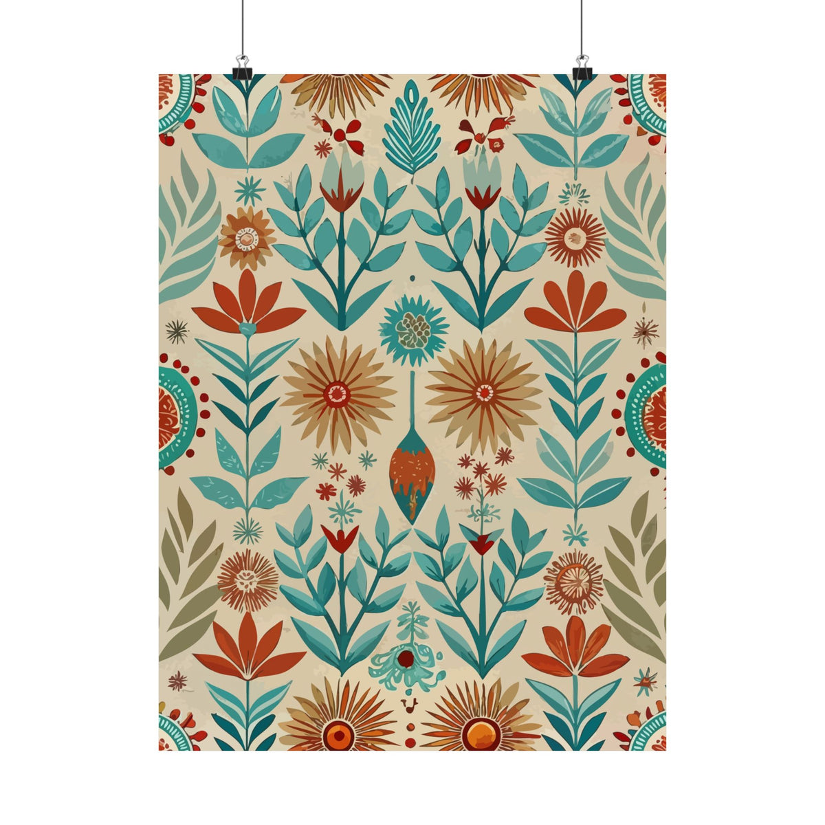 Folk Floral Pattern, Native American Inspired 04 - 18 in x 24 in Matte Poster