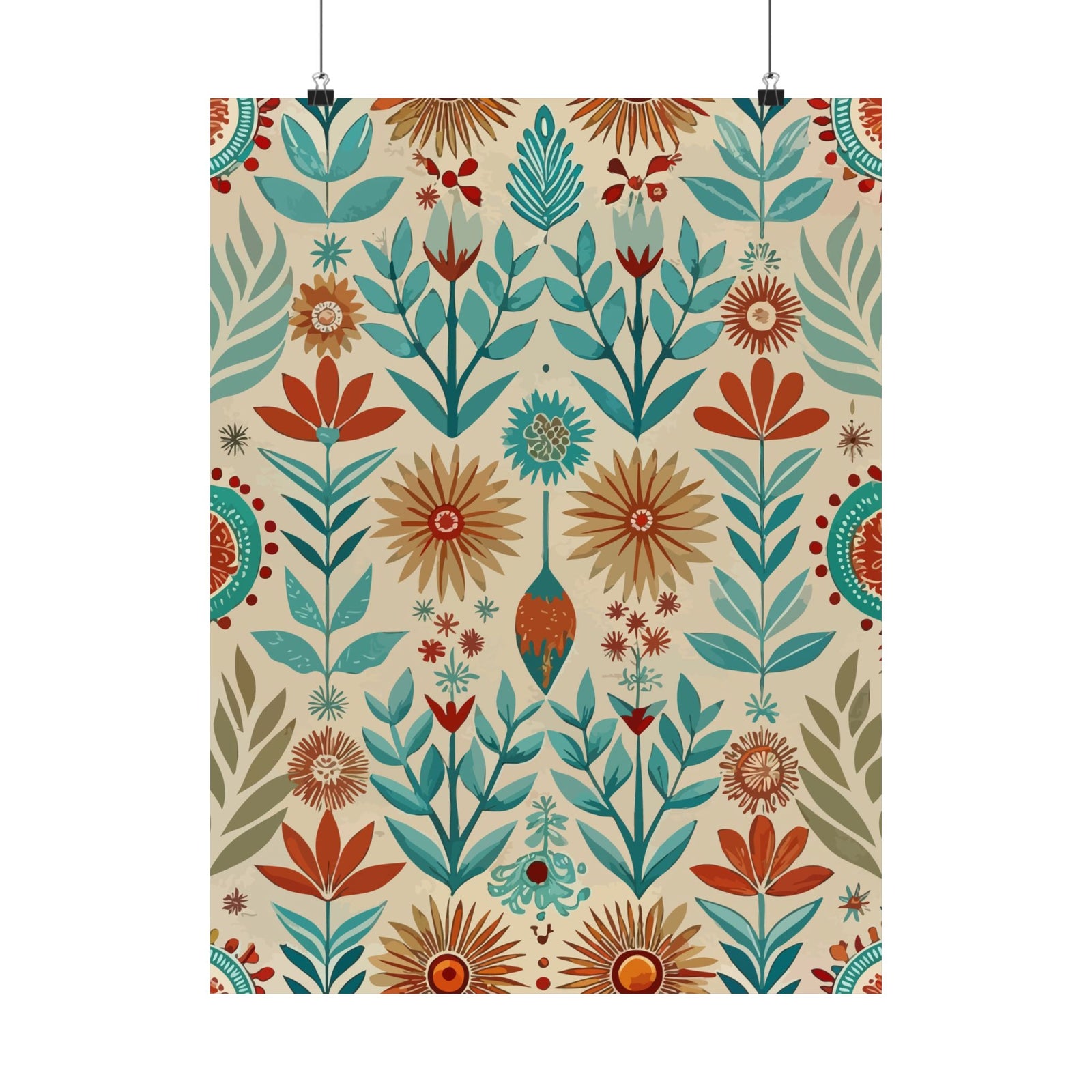 Folk Floral Pattern, Native American Inspired 04 - 18 in x 24 in Matte Poster