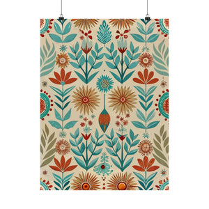 Folk Floral Pattern, Native American Inspired 04 - 18 in x 24 in Matte Poster