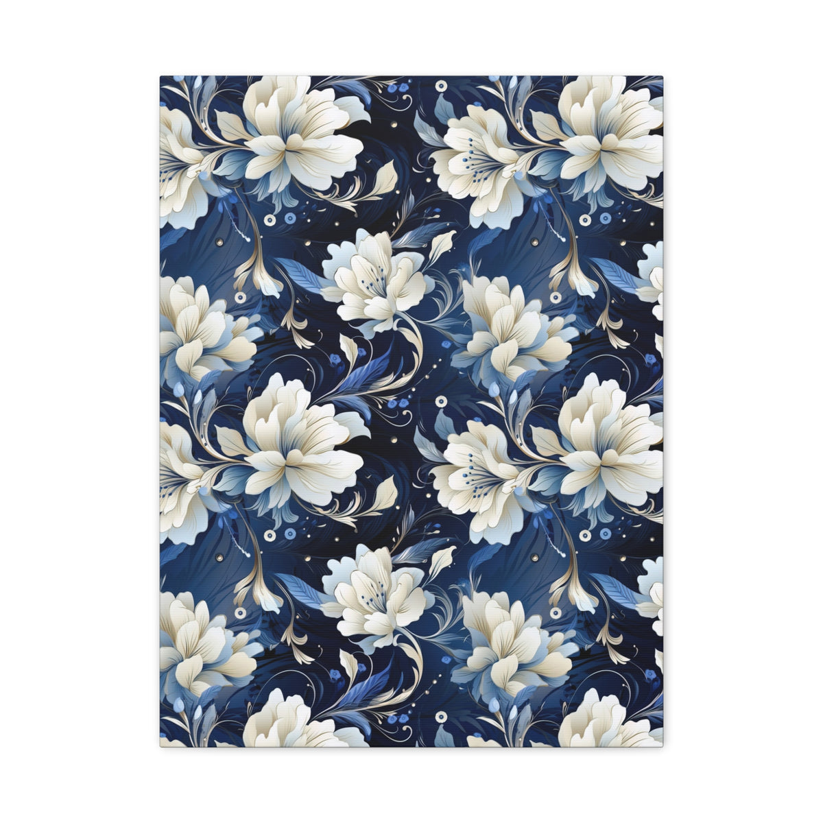 Nocturnal Bloom Pattern 011 - 18 in x 24 in Matte Canvas, Stretched, 1.25 in