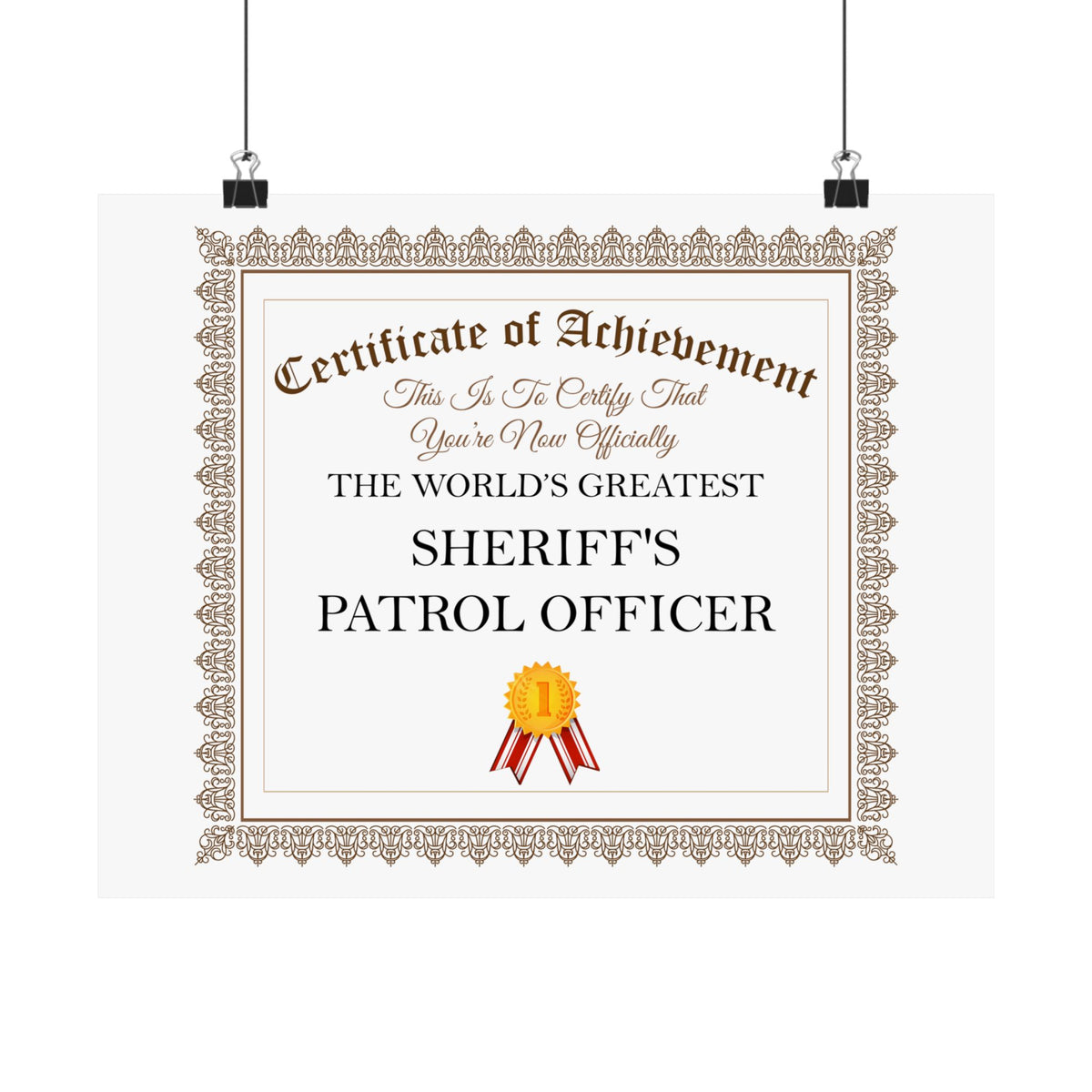 World's Greatest Sheriff's Patrol Officer - 14 in x 11 in Matte Poster