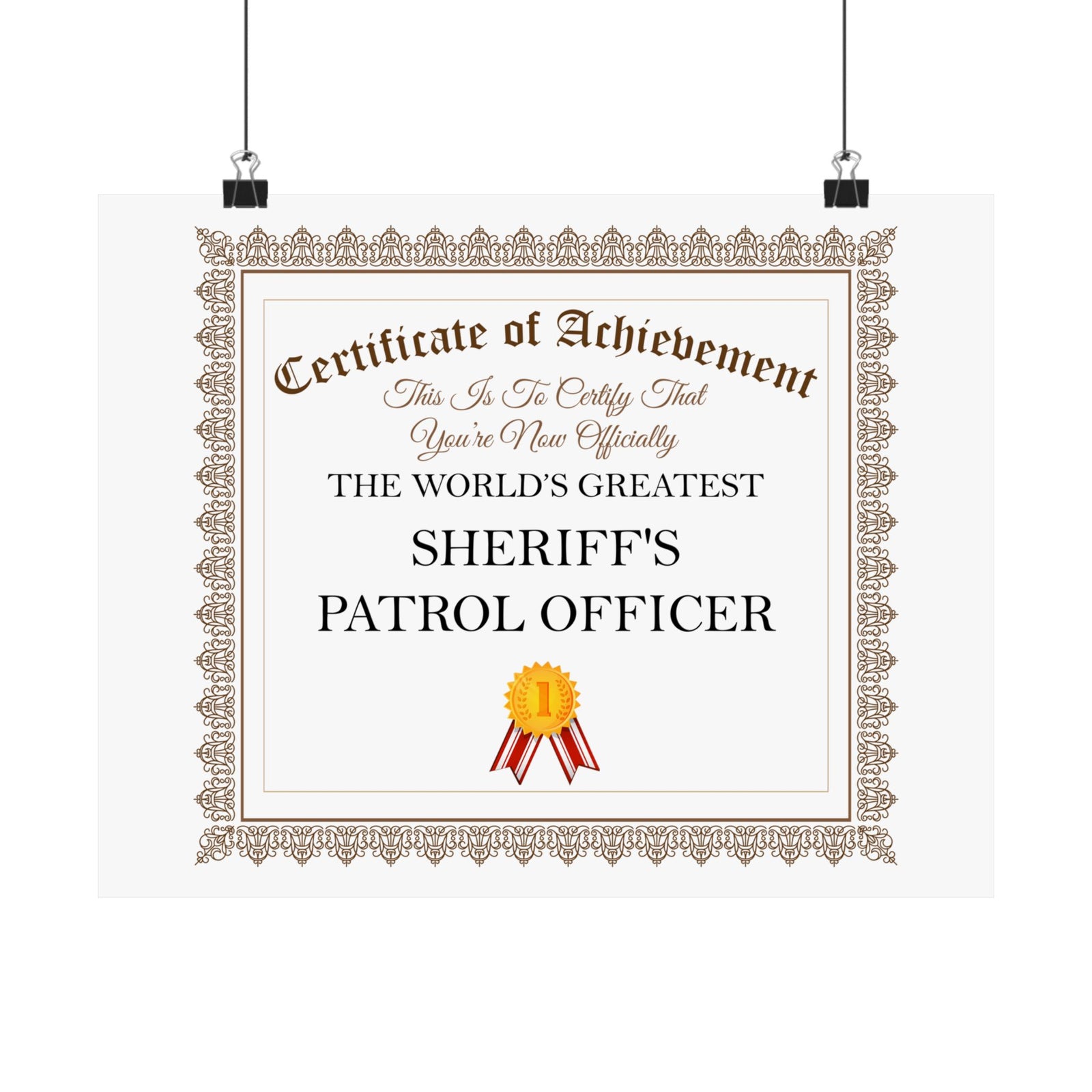 World's Greatest Sheriff's Patrol Officer - 14 in x 11 in Matte Poster
