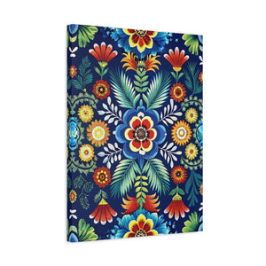Folk Floral Pattern, Polish Inspired 04 - 18 in x 24 in Matte Canvas, Stretched, 1.25 in