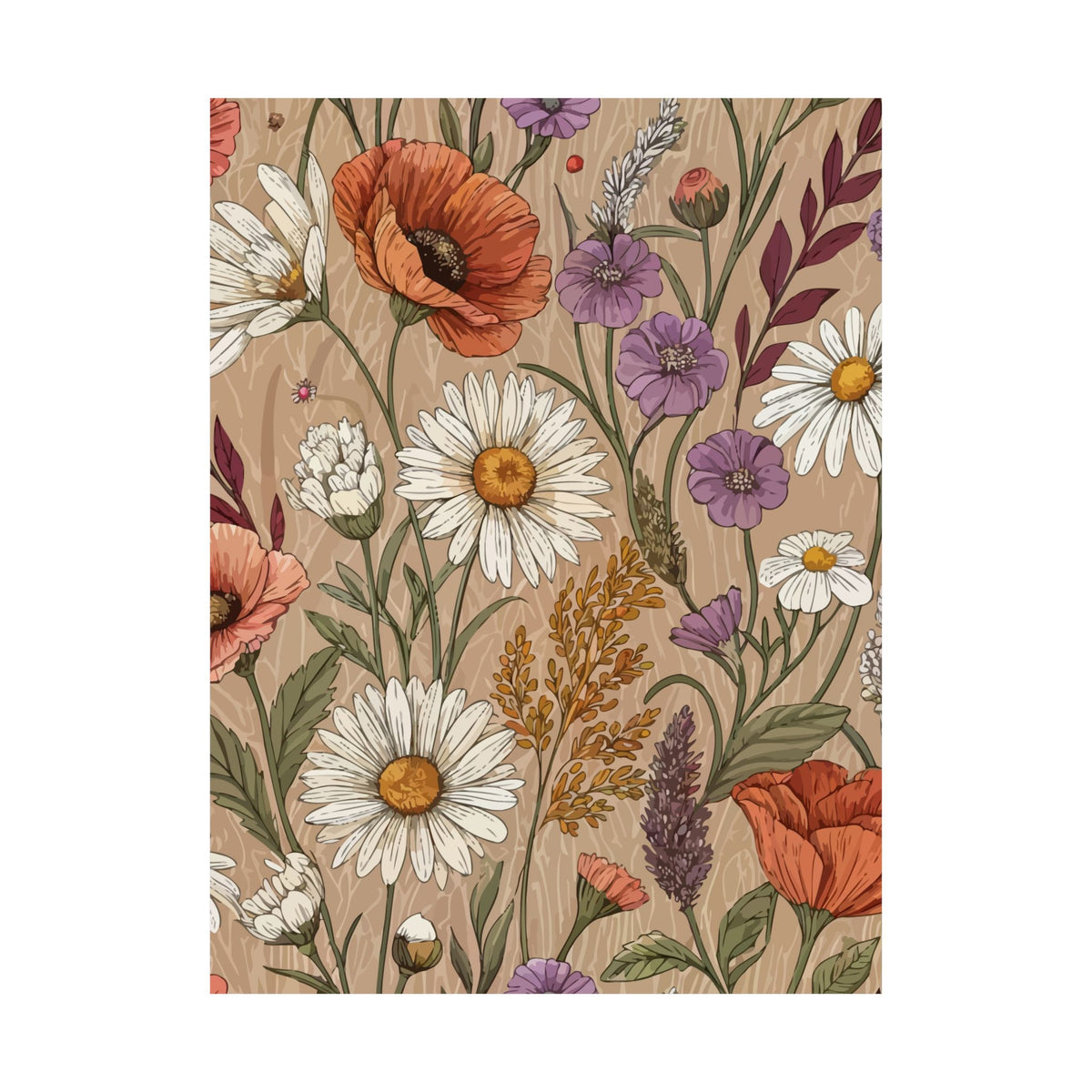 Wildflowers Pattern 095 - 18 in x 24 in Matte Poster