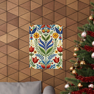 Folk Floral Pattern, Swedish Inspired 01 - 18 in x 24 in Matte Poster