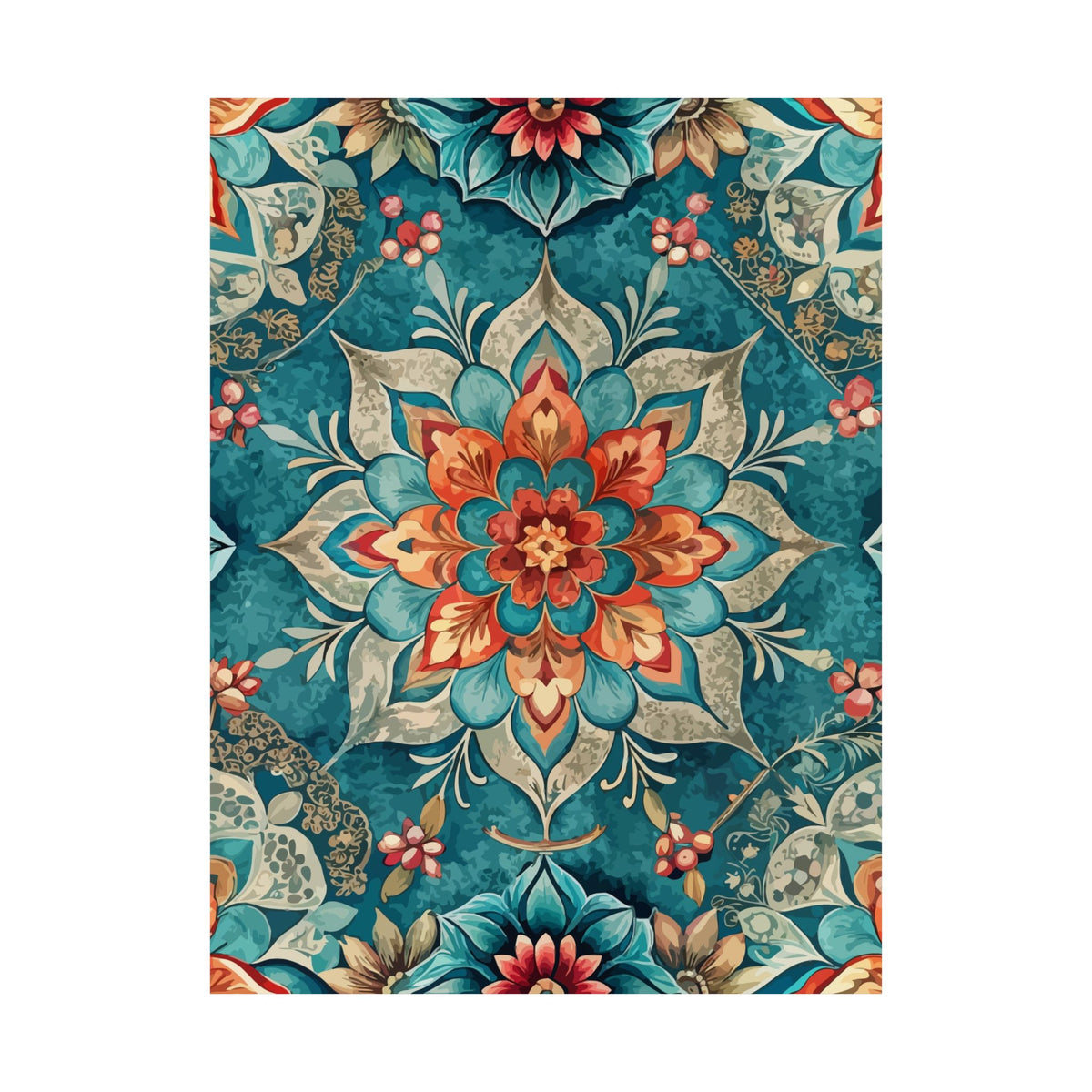 Folk Floral Pattern, Moroccan Inspired 04 - 18 in x 24 in Matte Poster