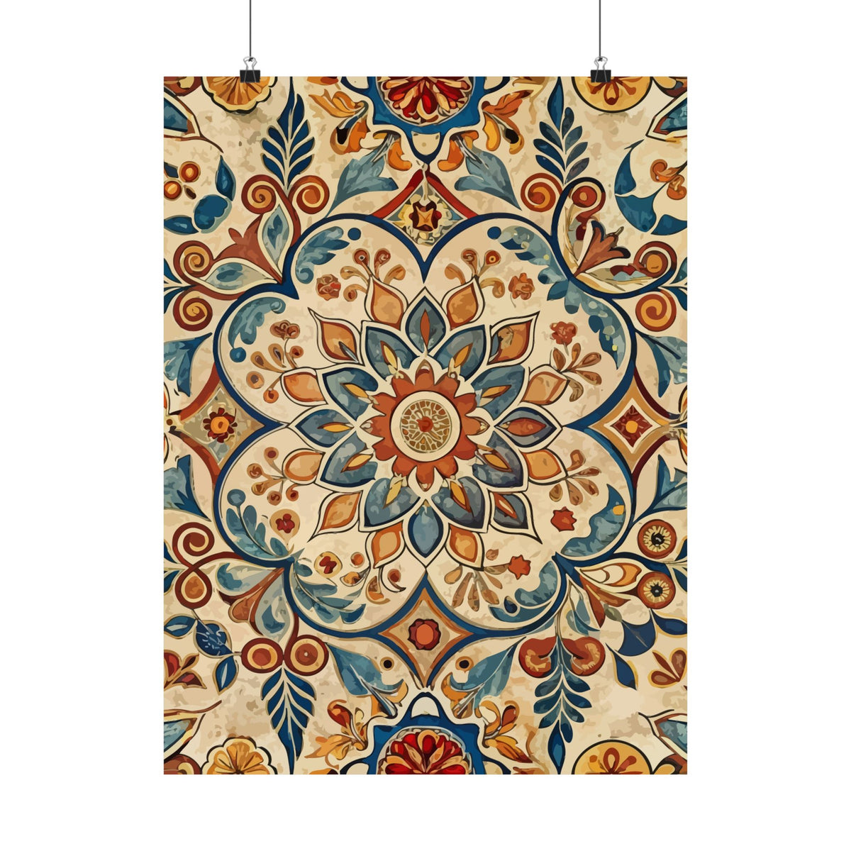 Folk Floral Pattern, Moroccan Inspired 06 - 18 in x 24 in Matte Poster