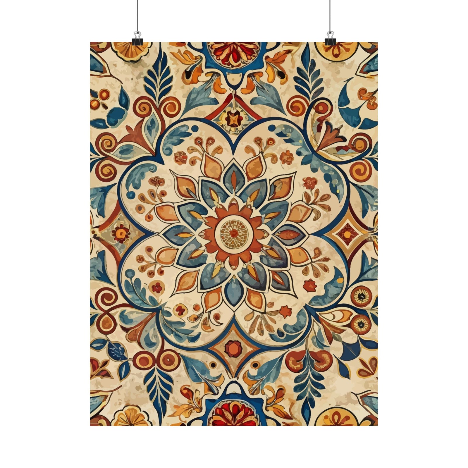 Folk Floral Pattern, Moroccan Inspired 06 - 18 in x 24 in Matte Poster