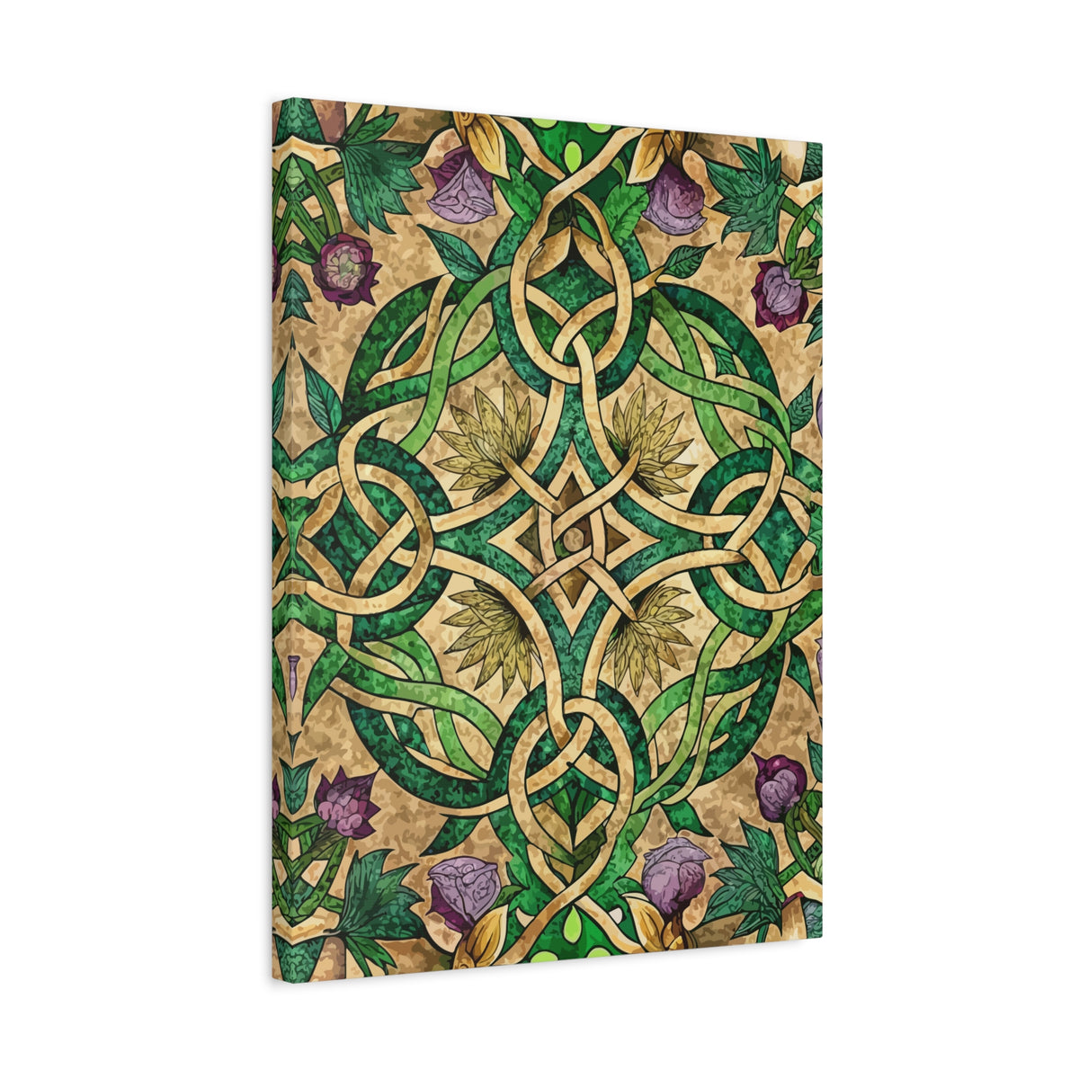 Folk Floral Pattern, Celtic Inspired 03 - 18 in x 24 in Matte Canvas, Stretched, 1.25 in