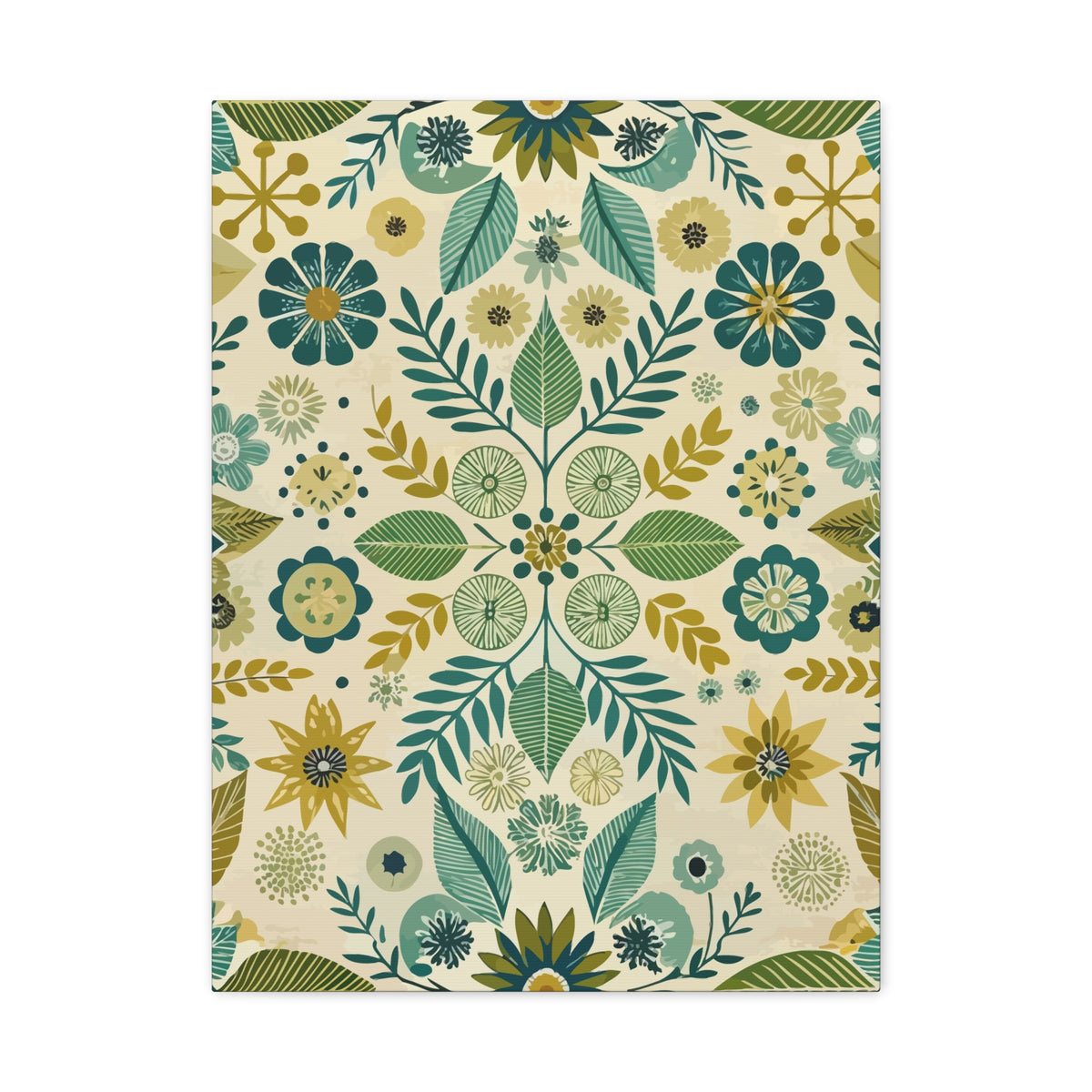 Folk Floral Pattern, Scandinavian Inspired 01 - 18 in x 24 in Matte Canvas, Stretched, 1.25 in