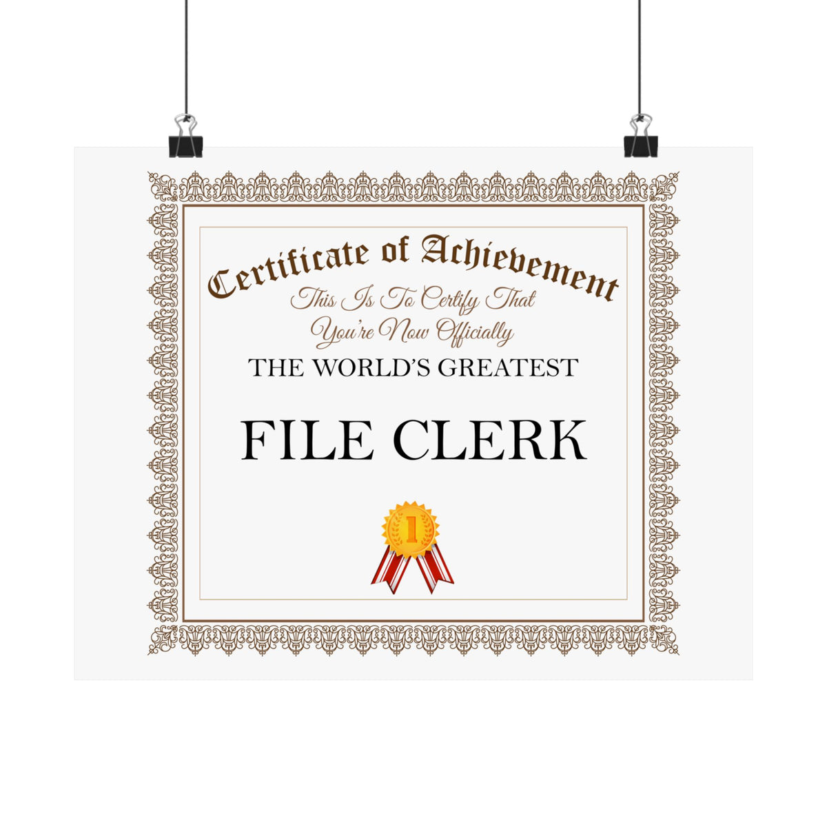 World's Greatest File Clerk - 14 in x 11 in Matte Poster